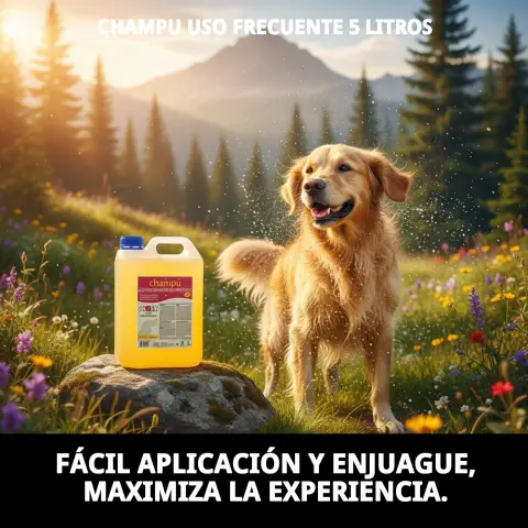 Mains massant le pelage d'un chien avec le Shampoing Moly Usage Fréquent