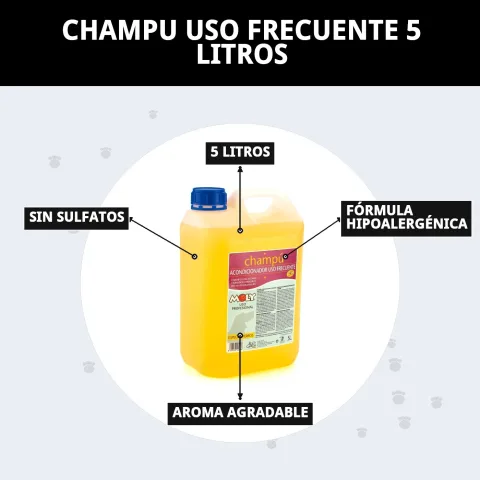 Détail du grand flacon de Shampoing Usage Fréquent Moly pour usage professionnel