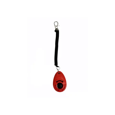 Détail du bouton-poussoir souple et ergonomique du clicker Moly