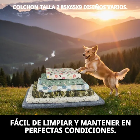 Matelas pour animaux posé sur le sol du salon