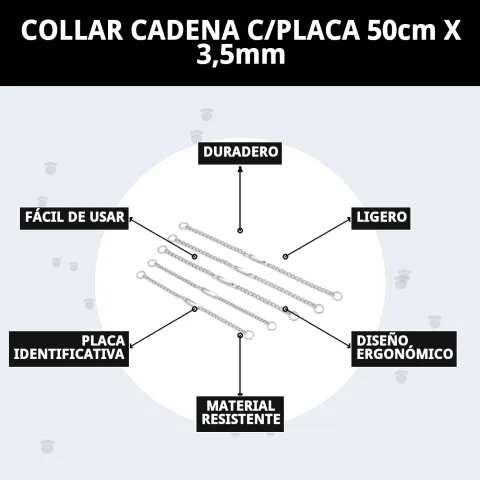 Emballage du collier chaîne avec plaque d'identification Compa Pattes