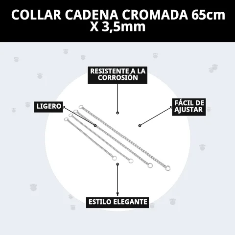 Emballage et présentation du collier chaine chromée 65 cm