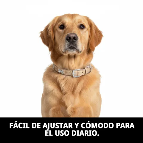 Collier cuir porté par chien actif lors d'une promenade