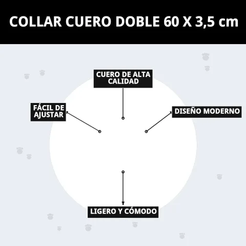 Présentation du collier cuir double sur fond blanc
