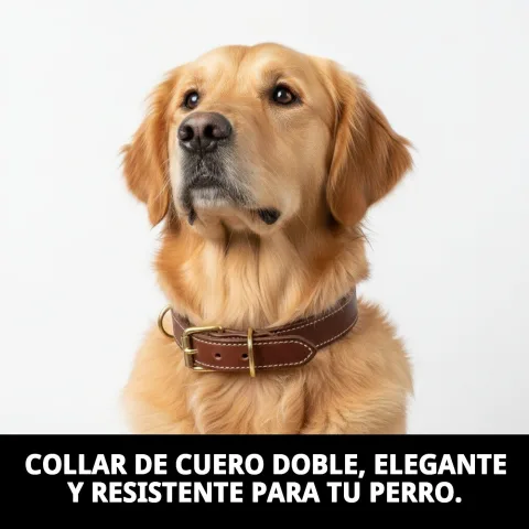 Fermeture et boucle résistantes du collier cuir double