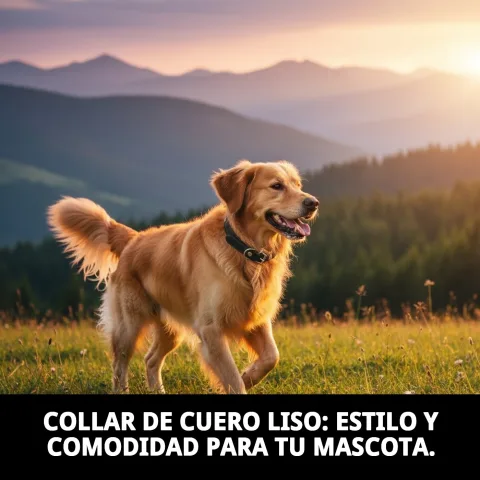 Collier cuir lisse porté par un petit chien lors d'une promenade