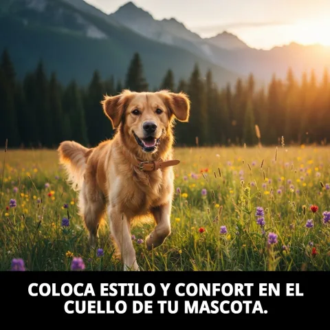 Collier cuir lisse ajusté sur chien moyen