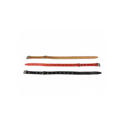 Détail boucle métallique collier cuir lisse 45 cm
