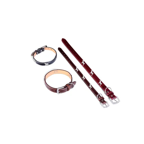 Vue latérale du collier en cuir ajustable pour petits chiens
