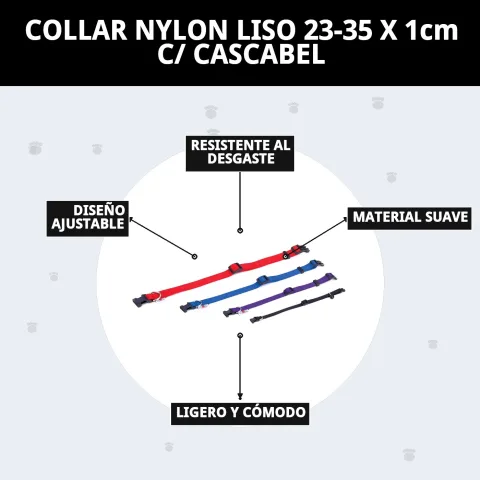 Présentation du collier nylon lisse avec clochettes chez Compa Pattes
