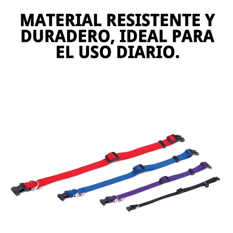 Collier nylon lisse bleu avec réglage facile pour chiens petits