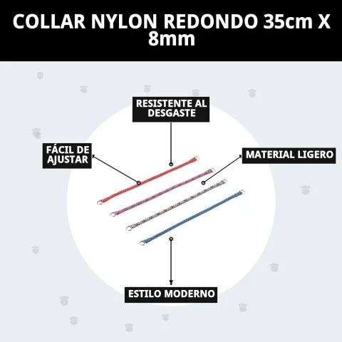 Collier nylon rond plié montrant texture et épaisseur