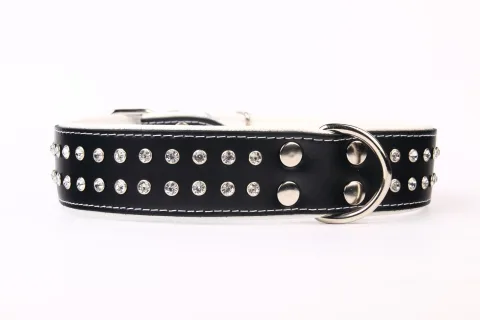 Collier cuir Luxury Cristal 75 cm
