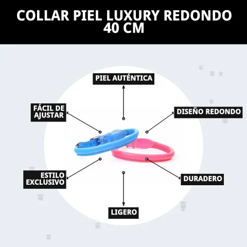 Présentation du collier cuir luxury rond 40 cm sur Compa Pattes