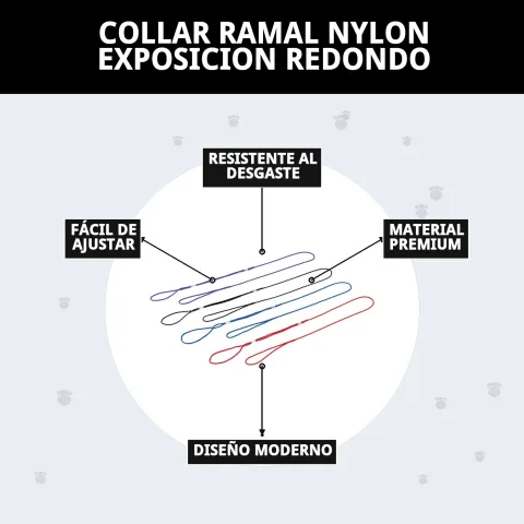 Collier ramal nylon rond pour exposition sur chien de grande race