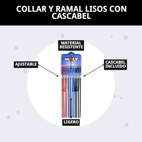 Présentation du collier et laisse simples avec grelot sur la boutique en ligne Compa Pattes