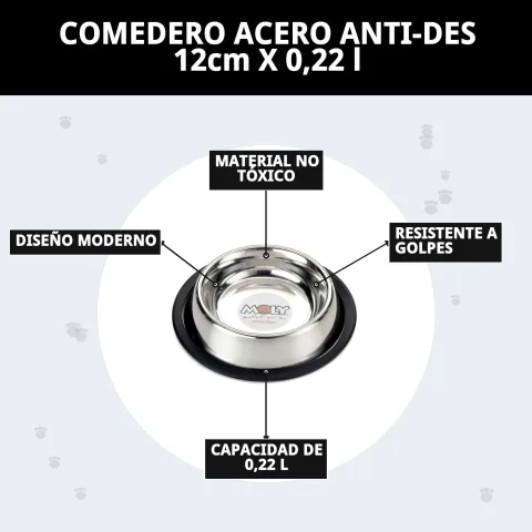 Gamelle acier inoxydable 0,22 litre avec base antidérapante