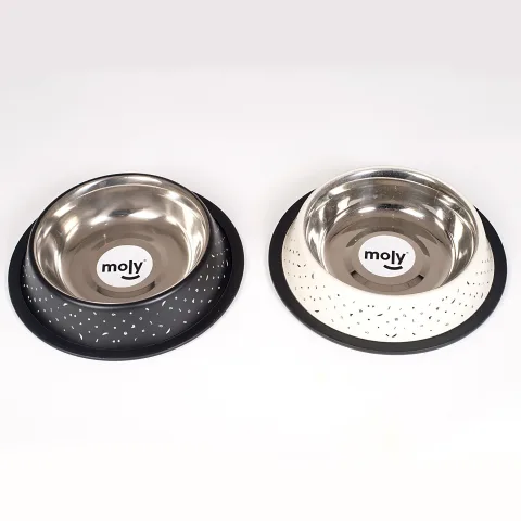 Gamelle Moly finition blanc cassé pour chats et chiens