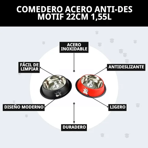 Présentation générale de la gamelle acier inoxydable antidérapante Motif