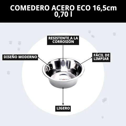 Vue latérale de la gamelle acier inoxydable Eco 16,5 cm