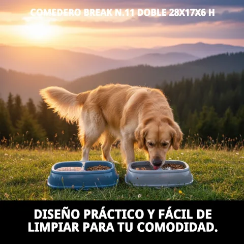 Gamelle double Break N.11 avec animal en train de manger