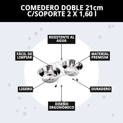 Détail de la base antidérapante de la gamelle double
