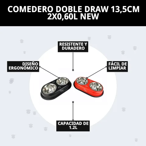 Vue de dessus de la gamelle double Draw avec capacité 2x0,60L