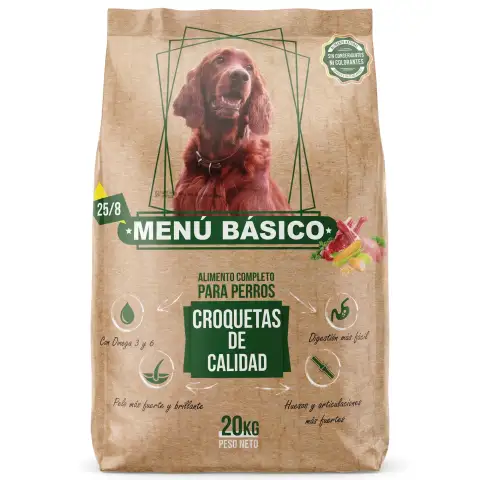 Nourriture pour chiens adultes au bœuf, poulet et légumes 20 kg Lobby | Aliment complet