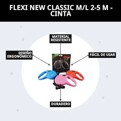 Laisse rétractable Flexi New Classic M/L tenue en main lors d'une promenade