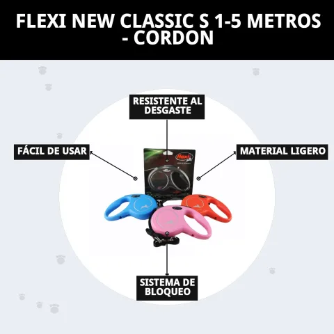 Emballage et présentation de la laisse extensible Flexi New Classic S
