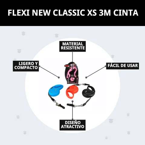 Variété de couleurs disponibles pour la laisse Flexi New Classic XS