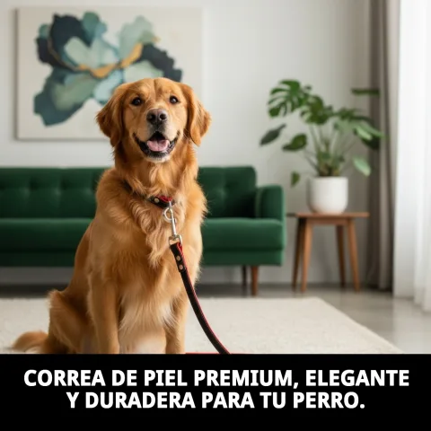 Laisse cuir Luxury 120 cm en usage avec chien en promenade