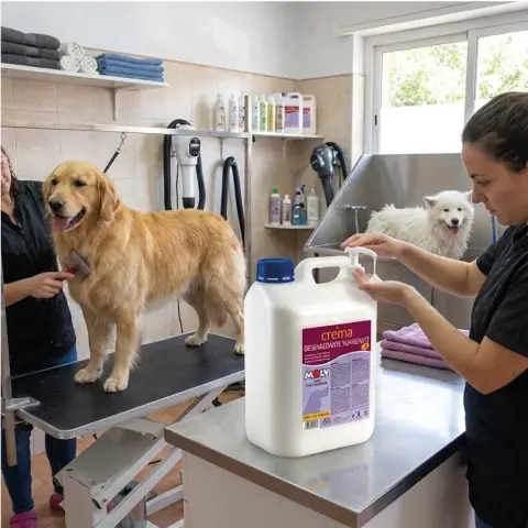 Détail de la texture de la crème adoucissante Moly pour chiens