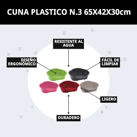 Corbeille plastique N.3 avec coussin pour plus de confort
