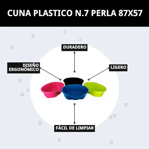 Corbeille plastique N.7 Perle avec animal reposant confortablement