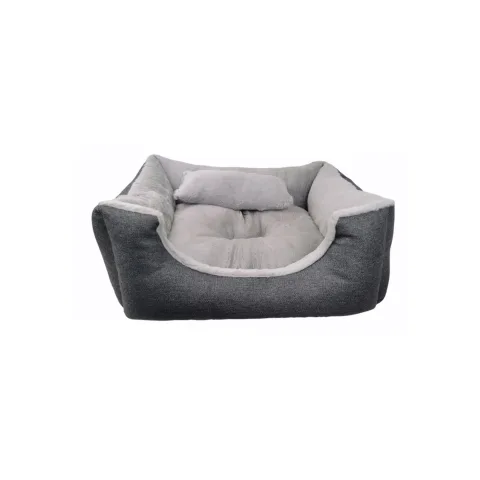Détail du tissu doux du coussin gris T-1 pour chiens et chats