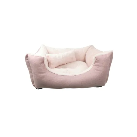 Détail du rembourrage intérieur doux de la corbeille rose