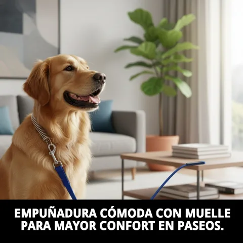Poignée confortable avec ressort couleur bleu pour grands chiens
