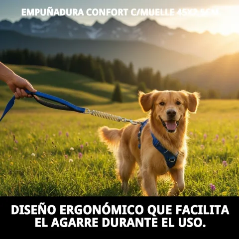 Poignée nylon avec ressort pour promenade sécurisée de grands chiens
