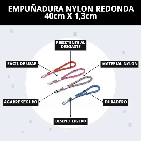 Poignée nylon ronde sur fond blanc
