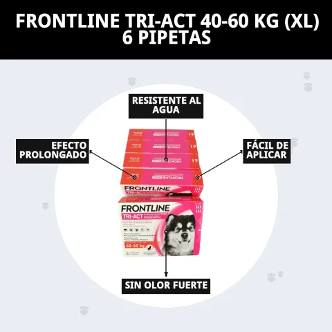 Vue frontale du produit Frontline Tri-Act 40-60 kg chez Compa Pattes