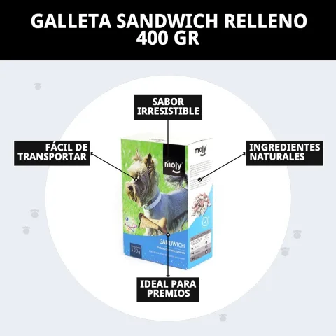Biscuits sandwich fourrés pour chiens avec autres snacks Compa Pattes