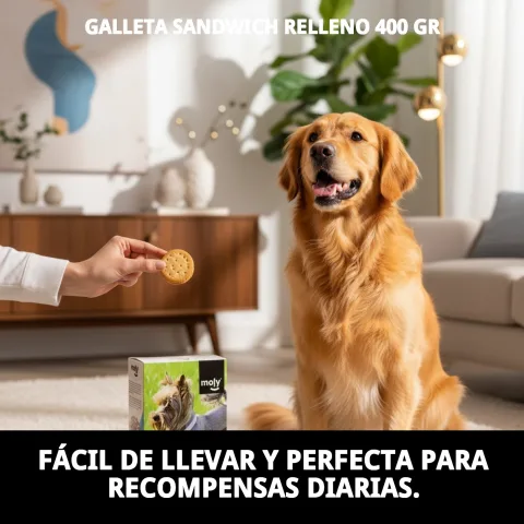 Paquet ouvert avec biscuits sandwich fourrés pour chiens