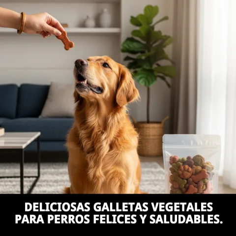 Chien dégustant un biscuit végétal sain