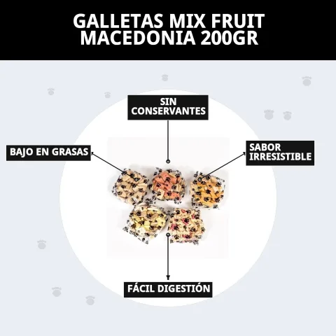 Paquet de biscuits Mix Fruit Macedonia dans un cadre domestique