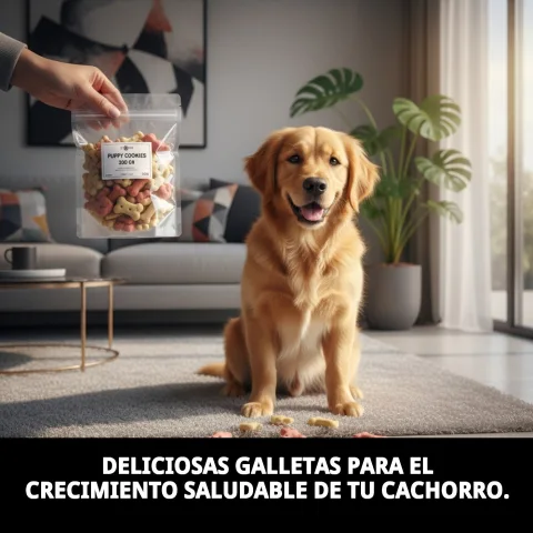 Biscuits Puppy Moly en main pour récompenser un chiot