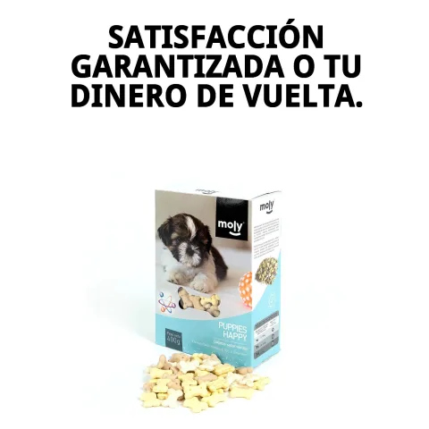Face arrière du paquet avec informations nutritionnelles des Biscuits Puppy Moly