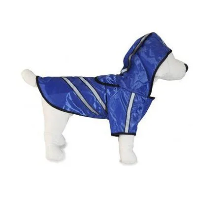 Détail du tissu réfléchissant et de la capuche de l'imperméable pour chien