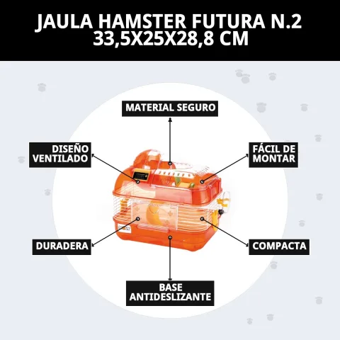Cage Hamster Futura N.2 avec hamster à l'intérieur dans un environnement sécurisé