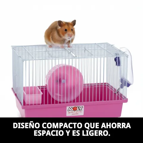 Cage pour hamster équipée d'une roue et de jouets